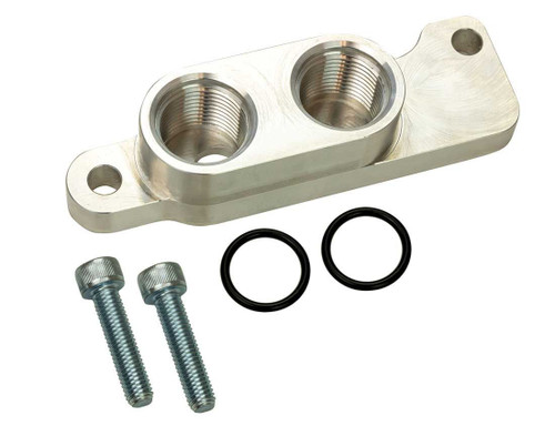Oil Filter Adapter - Bypass - Bolt-On - 12 AN Female O-Ring Inlet - 12 AN Female O-Ring Outlet - Aluminum - Natural - GM LT-Series - Each
