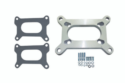 Carburetor Adapter - 0.5 in Thick - Open - Holley 2-Barrel to Rochester 2-Barrel - Gaskets / Hardware Included - Aluminum - Natural - Each