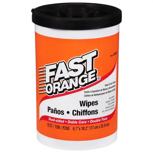 Cleaning Wipes - Fast Orange - Citrus Scent - Premoistened - Towelettes - Tub - Set of 72