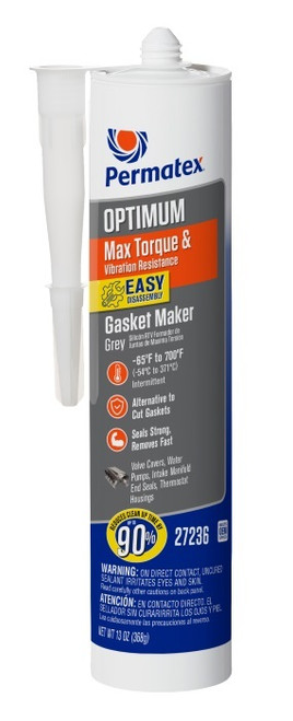 Sealant - Optimum Max Torque and Vibration Resistance - Gray RTV - Silicone - 12 oz Cartridge - Each