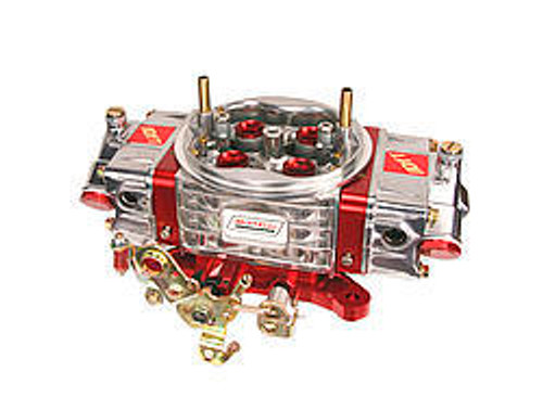 Carburetor - Q-Series Drag Race - 4-Barrel - 850 CFM - Square Bore - No Choke - Mechanical Secondary - Dual Inlet - Aluminum - Red Anodized / Tumble Polished - Each