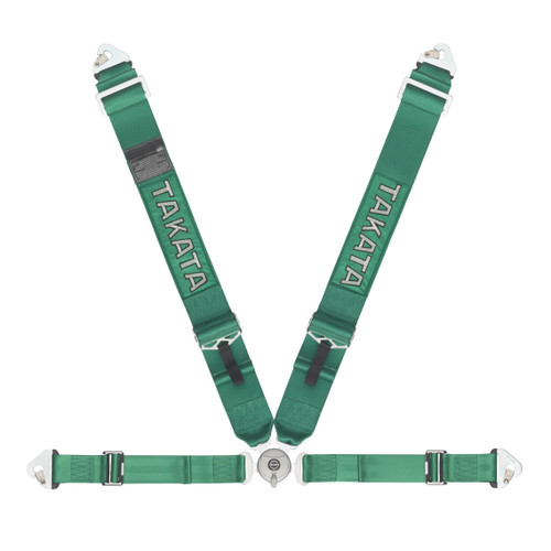 Harness - 4-Point - Race - Camlock - Pull Up Adjust - Clip-In - Individual Harness - Green - Kit