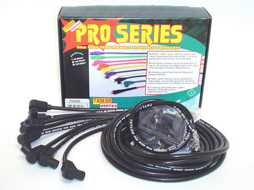 Spark Plug Wire Set - Pro Wire - Solid Core - 8 mm - Black - Vertex 90 Degree Plug Boots - HEI / Socket Style - Cut-To-Fit - V8 - Kit