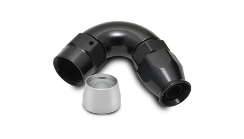 Fitting - Hose End - 120 Degree - 10 AN PTFE Hose to 10 AN Female - Aluminum - Black Anodized - Each