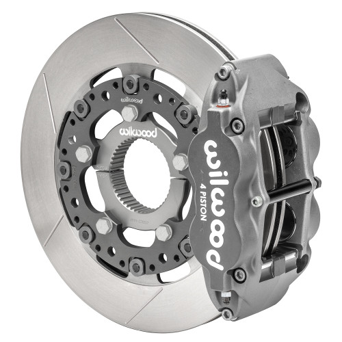 Brake System - Forged Superlite - Rear - 4 Piston Caliper - 12.19 in Slotted Rotor - Aluminum - Gray Anodized - Sprint Car - Kit
