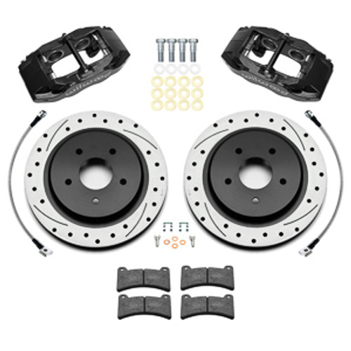 Brake System - DPC56 - Rear - 4 Piston Caliper - 12.01 in Drilled / Slotted Rotor - Aluminum - Black Powder Coat - Chevy Corvette 1997-2004 - Kit