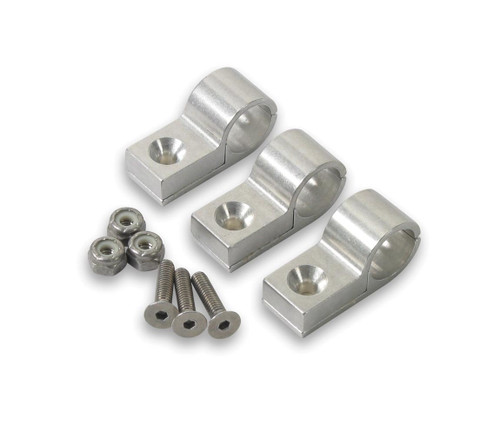 Line Clamp - 2-Piece - 3/8 in ID - Aluminum - Polished - Set of 4