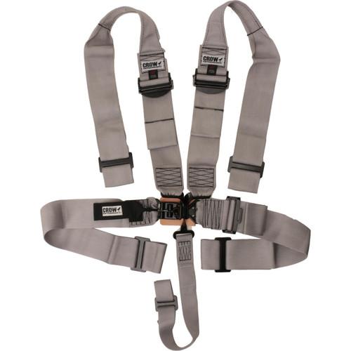 Harness - 5 Point - Latch and Link - SFI 16.1 - 55 in Length - Pull Down Adjust - Wrap Around - Individual Harness - Black Hardware - HANS Ready - Silver - Sprint Car / Midget - Kit