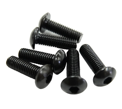 Steering Wheel Fastener - Flat Seat - 5 mm x 0.8 Thread - Allen Head - Stainless - Black Paint - Set of 6
