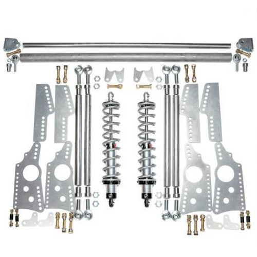 Suspension Handling Kit - 4-Link System - Single Adjustable - 110 lb/in Spring Rate - Brackets / Crossmember / Hardware / Shocks / Springs / Trailing Arms Included - Steel - Natural - Kit