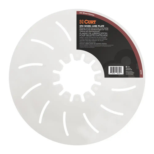 Lube Plate - 12 in Diameter - 3/16 in Thick - Plastic - White - 5th Wheel Hitches - Each