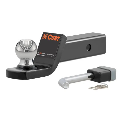 Ball Mount Hitch - Towing Starter Kit - 2 in Hitch - 7.5 in Long - 2 in Drop - 7500 lb Capacity - 2 in Ball - Locking Hitch Pin - Steel - Black Powder Coat - Each