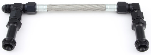 Carburetor Fuel Line - 6 AN Male Inlet - Dual 7/8-20 in Male Outlets - Braided Stainless Hose - Black / Silver - Holley 4150 - Kit
