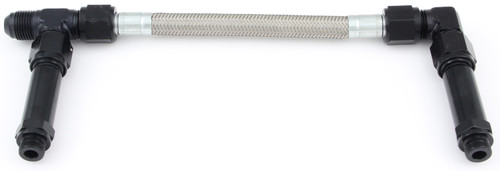 Carburetor Fuel Line - 8 AN Male Inlet - Dual 9/16-24 in Male Outlets - Braided Stainless Hose - Black / Silver - Demon - Kit