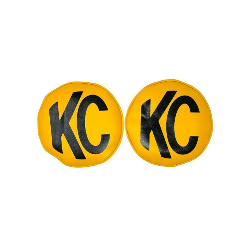 Light Cover - Retro - Black KC Logo - Vinyl - Yellow - 8 in KC Lights - Pair Light Cover - Retro - Black KC Logo - Vinyl - Yellow - 8 in KC Lights - Pair