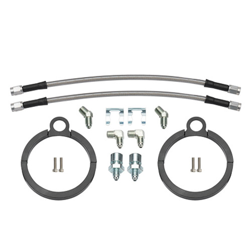 Brake Hose Kit - Flexline - DOT Approved - 12 in - 3 AN Straight Inlet - 3 AN Straight Outlet - Fittings Included - Braided Stainless - Kit