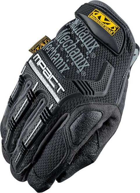 Shop Gloves - M-Pact - Reinforced Fingertips and Knuckles - Padded Palm - Hook and Loop Closure - Black - Medium - Pair