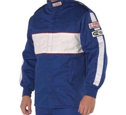 Driving Jacket - GF505 - SFI 3.2A/5 - Triple Layer - Fire Retardant Fabric / Nomex - Blue / White - X-Large - Each