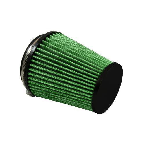 Air Filter Element - Clamp-On - Conical - 5.5 Diameter Base - 4 in Diameter - 6 in Tall - 4 in Flange - Reusable Cotton - Green Universal - Each