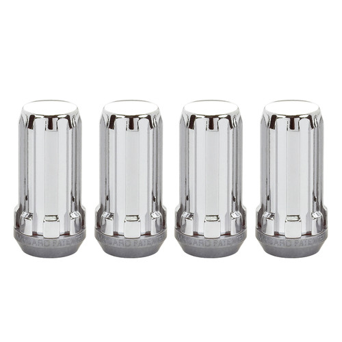 Wheel Lock - Spline Drive - 14 mm x 1.50 Thread - 22 mm Spline Drive Head - Cone Seat - Closed Ended - Steel - Chrome Plated - Set of 4