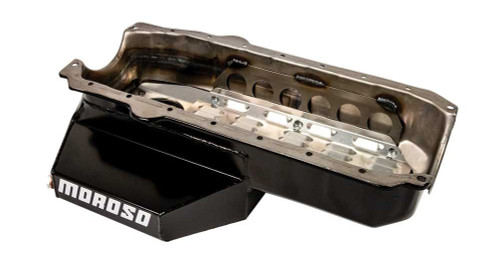 Engine Oil Pan - Rear Sump - 7 qt - 6.5 in Deep - Steel - Black Powder Coat - 2-Piece Seal - Small Block Chevy - Each