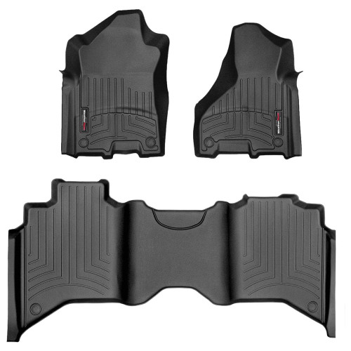 Floor Liner - Front / 2nd Row - Plastic - Black / Textured - Crew Cab - Bench Seats - Vinyl Floor - 2500 - Ram Fullsize Truck 2019-20 - Kit