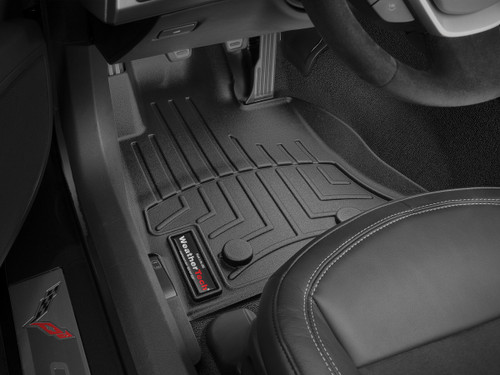 Floor Liner - Front - Plastic - Black / Textured - Chevy Corvette 2014-15 - Pair