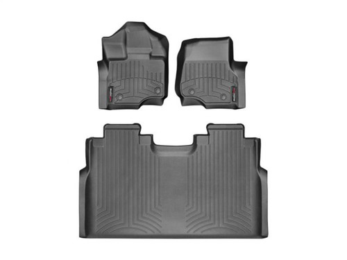 Floor Liner - HP - Front / 2nd Row - Plastic - Black / Textured - Ford Fullsize Truck 2015-16 - Kit