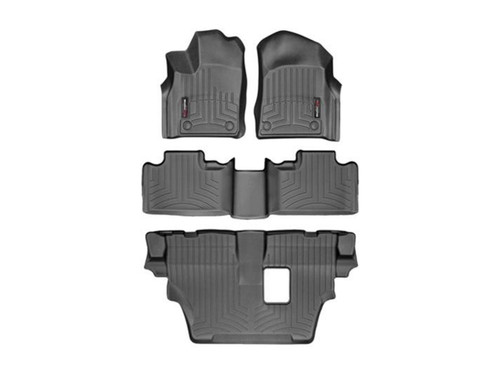 Floor Liner - Front / 2nd Row / 3rd Row - Plastic - Black / Textured - Dodge Midsize SUV / Jeep Grand Cherokee 2016-18 - Kit