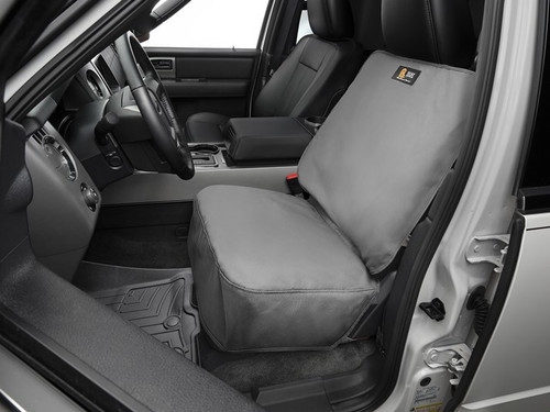 Seat Cover - Hook and Loop Attachment - Polyester Cotton Blend - Gray - Front Row - Bucket Seat - Universal - Each