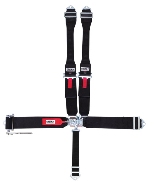 Harness - 5 Point - Latch and Link - SFI 16.1 - Pull Down / Ratchet Adjust - Bolt-In / Wrap Around - Individual Harness - HANS Ready - Black - Kit