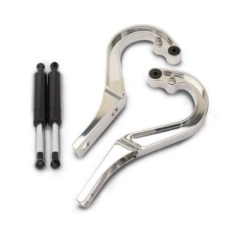 Trunk Hinges - Black Gas Struts - Aluminum - Polished - GM F-Body 1967-69 - Pair