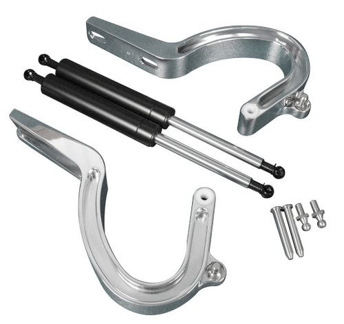 Trunk Hinges - Black Gas Struts - Aluminum - Polished - 2 Door - GM Fullsize Car 1955-57 - Pair