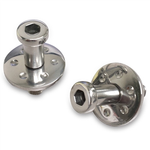 Door Latch Striker - 7/16-14 in Thread - Dimpled Accents - Stainless - Polished - GM Style - Pair
