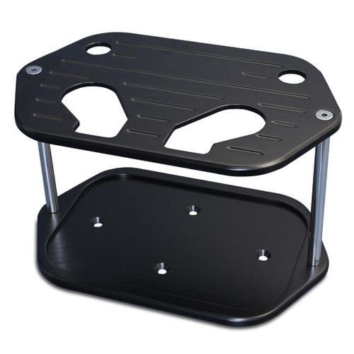 Battery Tray - Ball Milled - 10 in Length x 6.8 in Wide x 7.8 in Tall - Hardware Included - Aluminum - Matte Black Powder Coat - Optima D34 - Kit