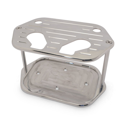 Battery Tray - Ball Milled - 10 in Length x 6.8 in Wide x 7.8 in Tall - Hardware Included - Aluminum - Polished - Optima D34 - Kit