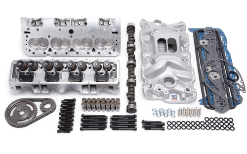 Top End Kit - E-Street - Power Package - Cylinder Heads / Camshaft / Gaskets / Hardware / Intake Manifold / Lifters / Timing Set - Aluminum - Natural - Small Block Chevy - Kit