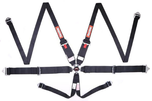 Harness - 6 Point - Camlock - SFI 16.1 - Pull Up Adjust - Bolt-In / Wrap Around - Individual Harness - Black - Kit