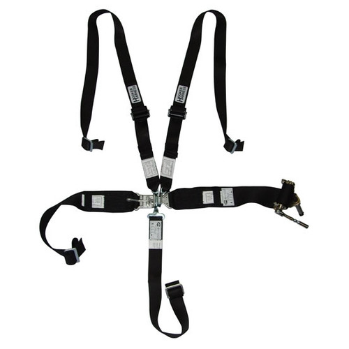 Harness - 5 Point - Latch and Link - SFI 16.1 - Ratchet Adjust - Bolt-In / Wrap Around - Individual Harness - HANS Ready - Black - Kit