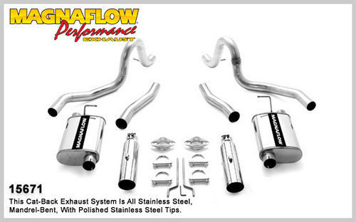 Exhaust System - Street Series - Cat-Back - 2.5 in Diameter - 3.5 in Tips - Stainless - Natural - Ford Modular - Ford Mustang 1999-2004 - Kit
