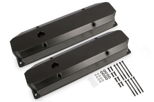 Valve Cover - Tall - 3.5 in Tall - Baffled - Breather Hole - Aluminum - Black Powder Coat - Mopar B / RB-Series - Pair