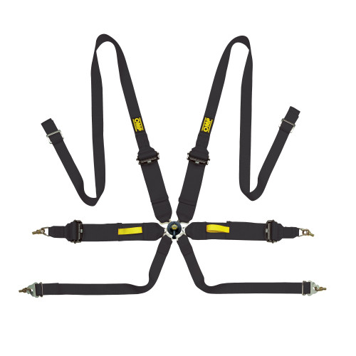 Harness - Tecnica 3 - 6 Point - Camlock - FIA Approved - Pull Up Adjust - Clip-In|Wrap Around - Individual Harness - Black - Kit