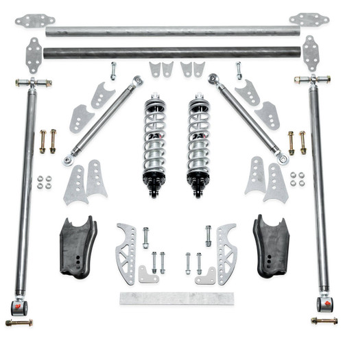 Suspension Handling Kit - 4-Link System - Double Adjustable - 170 lb/in Spring Rate - Brackets / Crossmember / Coil-Over Crossmember / Hardware / Shocks / Springs / Trailing Arms - Steel - Natural - Kit
