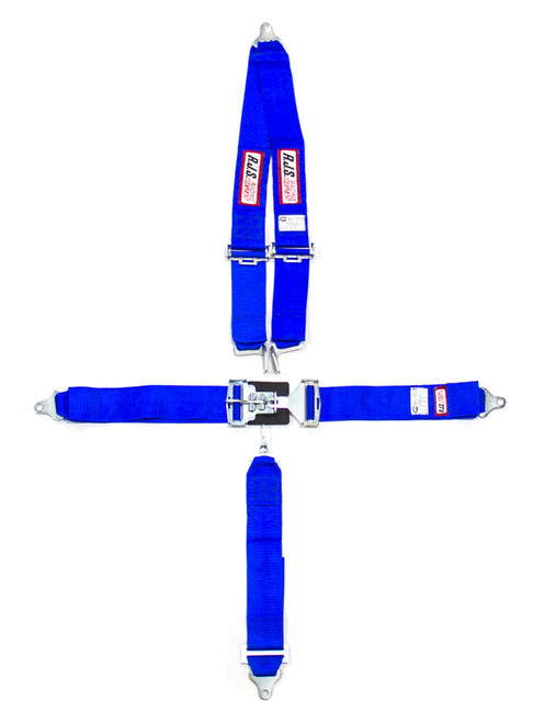 Harness - 5 Point - Latch and Link - SFI 16.1 - 64 in Length - Pull Down Adjust - Bolt-In - V-Type Harness - Blue - Kit