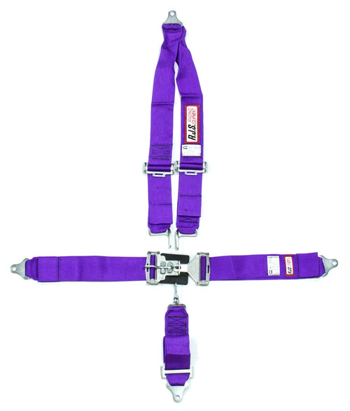 Harness - 5 Point - Latch and Link - SFI 16.1 - 64 in Length - Pull Down Adjust - Bolt-In - V-Type Harness - Purple - Kit