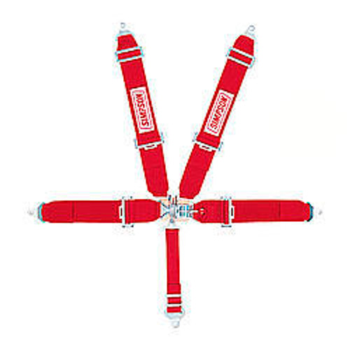 Harness - 5 Point - Latch and Link - SFI 16.1 - Pull Down Adjust - Bolt-In / Wrap Around - Individual Harness - Red - Kit