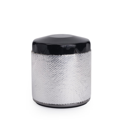 Oil Filter Heat Shield - 4 in Tall - 12 in Long - Aluminized Fiberglass - Silver - Universal - Set of 4