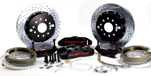 Brake System - Pro-Plus - Rear - 6 Piston Calipers - 14 in Drilled / Slotted Rotors - 2-Piece Rotor - Aluminum - Black Powder Coat - GM G-Body 1978-87 - Kit Brake System - Pro-Plus - Rear - 6 Piston Calipers - 14 in Drilled / Slotted Rotors - 2-Piece Rotor - Aluminum - Black Powder Coat - GM G-Body 1978-87 - Kit