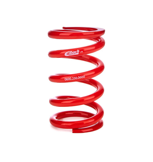 Coil Spring - Coil-Over - 2.5 in ID - 6 in Length - 600 lb/in Spring Rate - Steel - Red Powder Coat - Each
