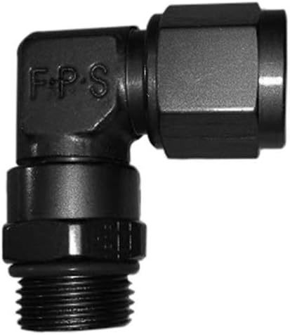 Fitting - Adapter - 90 Degree - 6 AN Female to 8 AN Male ORB - Aluminum - Black Anodized - Each